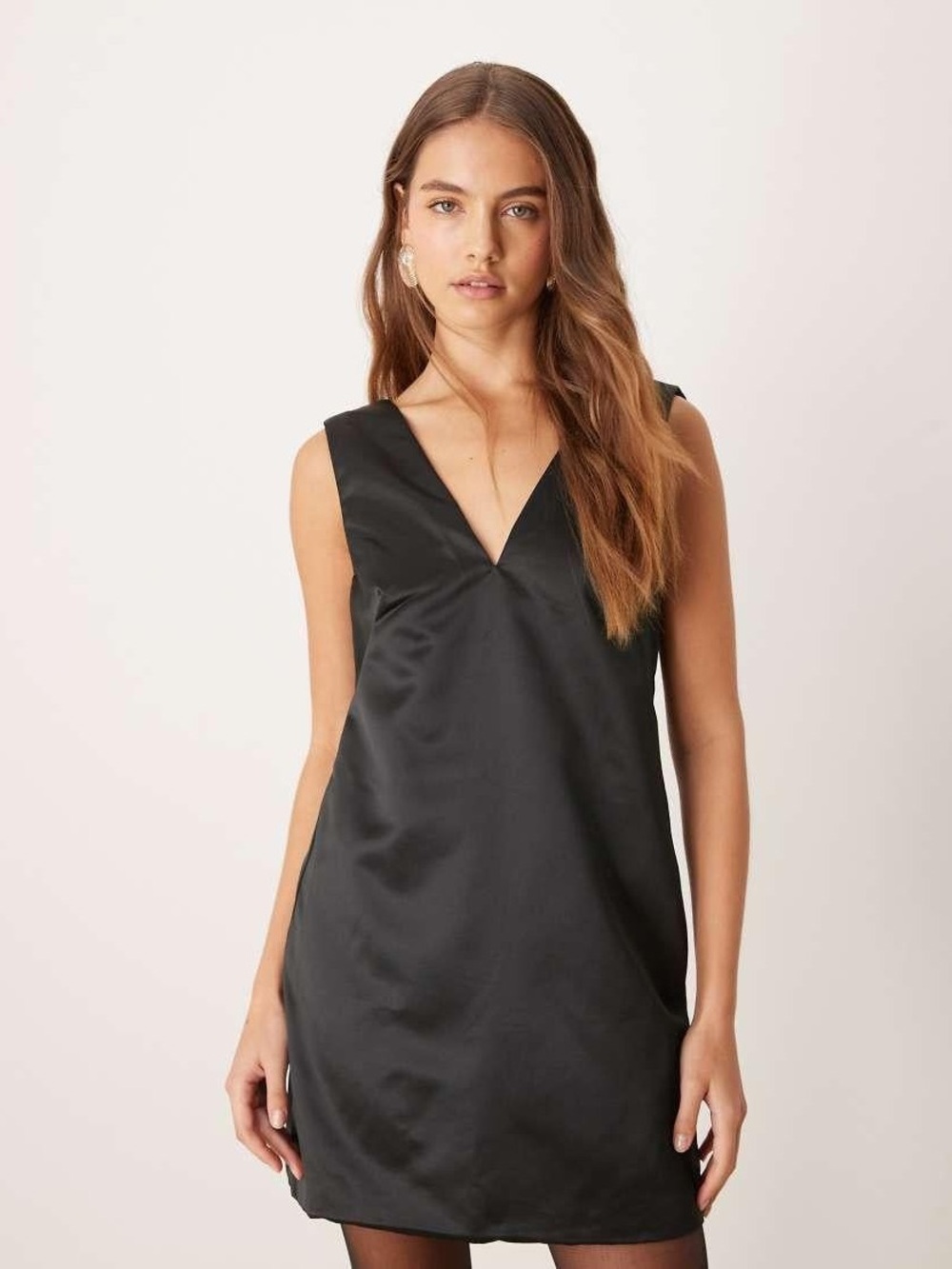 Abercrombie and Fitch Satin Shift Dress Plunge Bow NWT